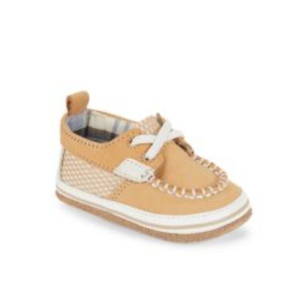 Robeez Baby's FK Skipper Leather Loafers beige color baby boy size 18-24M GUC